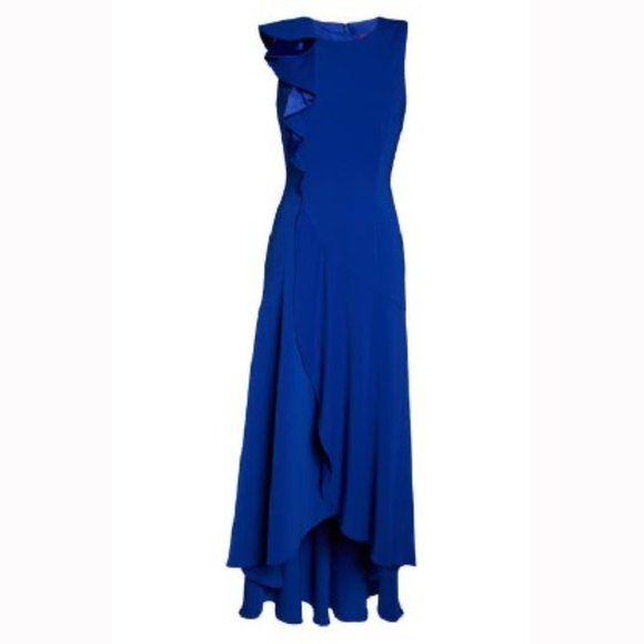 Carmen Marc Valvo Cobalt Blue Evening Formal Gown - Picture 5 of 13